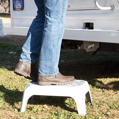 CAMCO 43470 Camco Durable Large Step Stool - Textured Platform Surface to Help Prevent Slipping – Lightweight & Sturdy – Design Excellent for RVs, Trailers, Trucks – 400 lb. Capacity – 23" x 16" x 9 ¼" - Gray (43470)