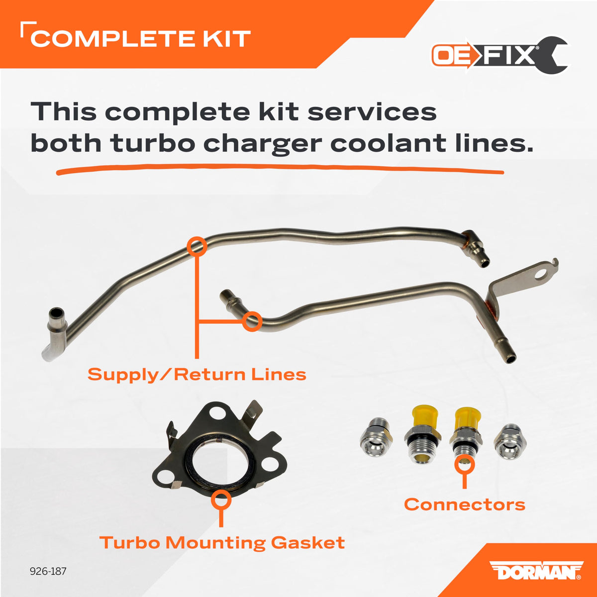 DORMAN 926-187 Dorman 926-187 Driver Side Turbo Coolant Line Kit Compatible with Select Ford/Lincoln Models (OE FIX)