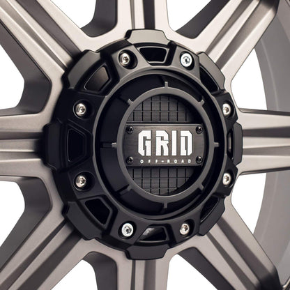 Grid Wheels GD10-20090052A1587 Grid Off-Road GD10 Custom Wheel - 20" x 9", 15 Offset, 5x127 Bolt Pattern, 87.1mm Hub - Matte Antracite with Black Lip Rim