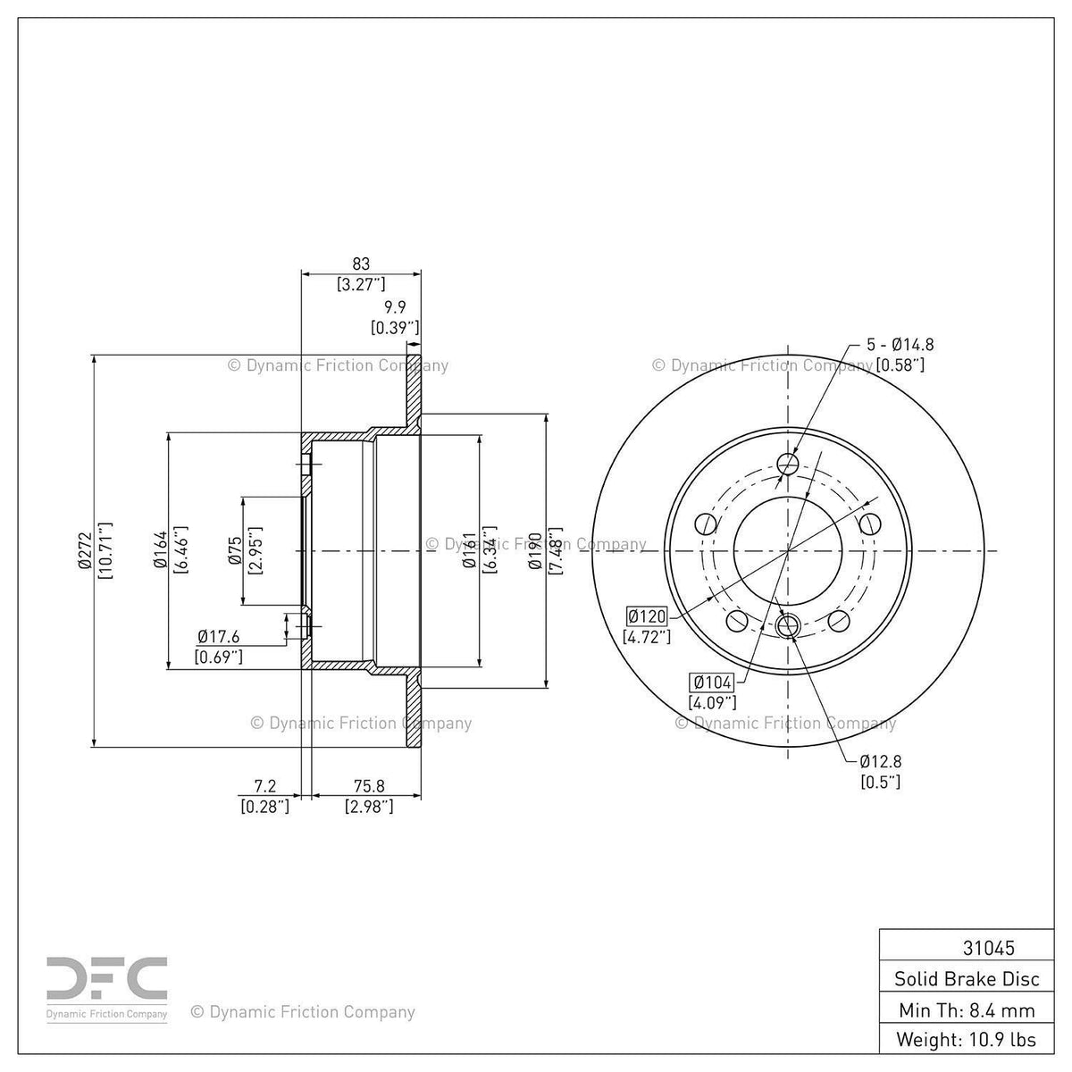 Dynamic Friction 600-31045 Rear Brake Rotor
