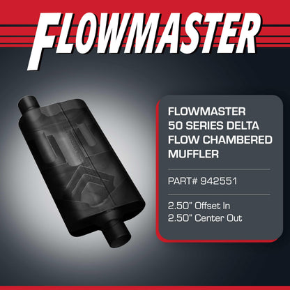 FLOWMASTER 942551 Flowmaster 50 Series Delta Flow® Muffler – 2.50" Offset In/Center Out