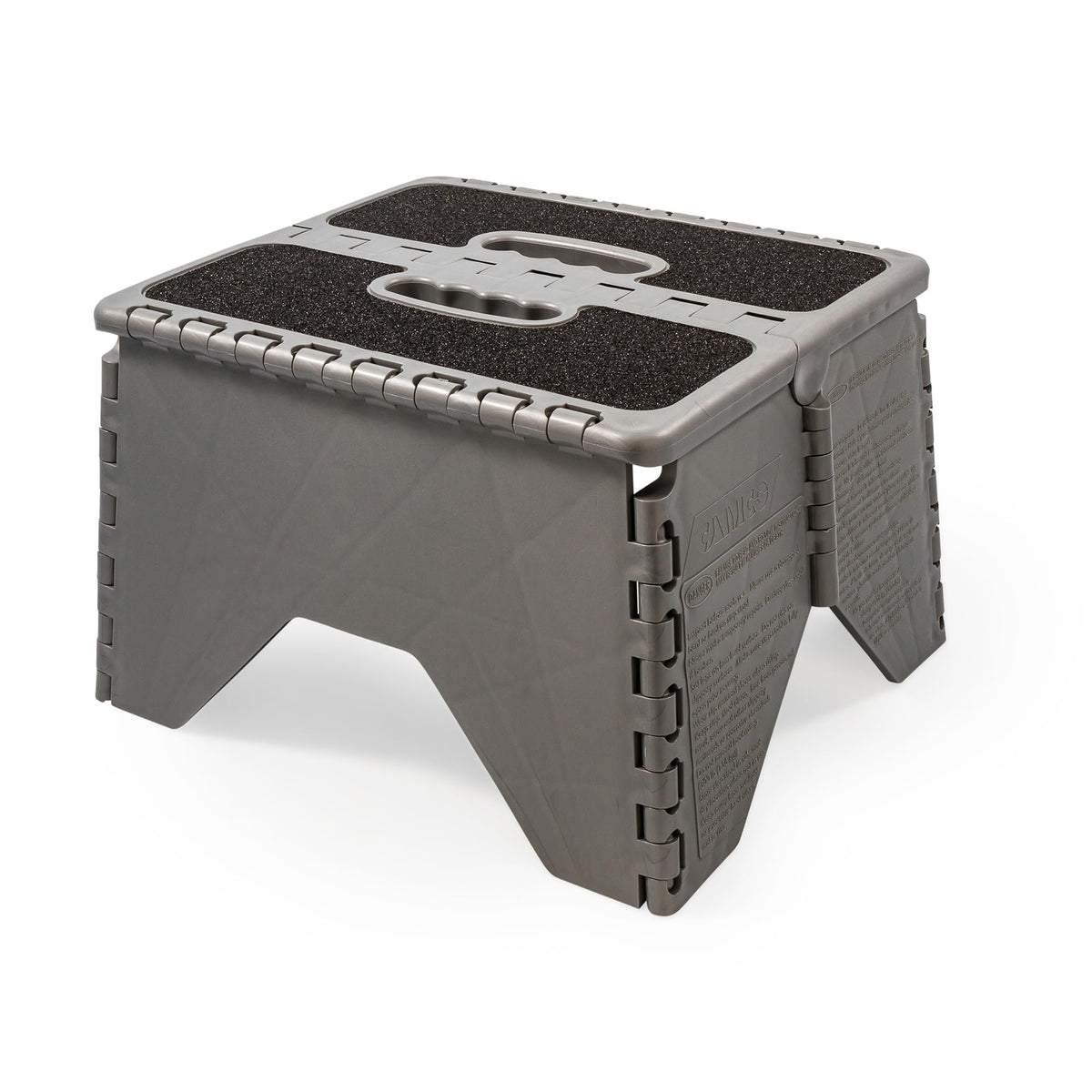 CAMCO 43635 Camco 9" Folding Step Stool with Non-Skid Feet, Folds Flat for Storage, Durable Resistant to Impact Plastic and Resistant to Slip Top Surface, Silver