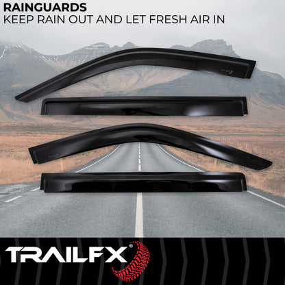 TRAILFX 4888H TrailFX Acrylic Rainguards Fits 2022-2025 Toyota Tundra Crew Max Low Profile Tape-On Smoke Window Vents Outside Channel Mount Set of 4 Rain Guards TrailFX 4888H