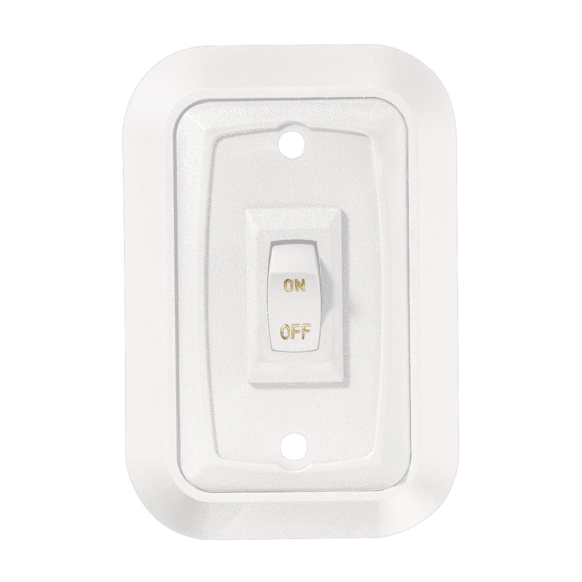 RV DESIGNER S653 RV Designer S653, Wall Plate Switch, White, Single, 3.53" x 2.39", On/Off - SPST - Includes Raised Bezel, Plate and Switch