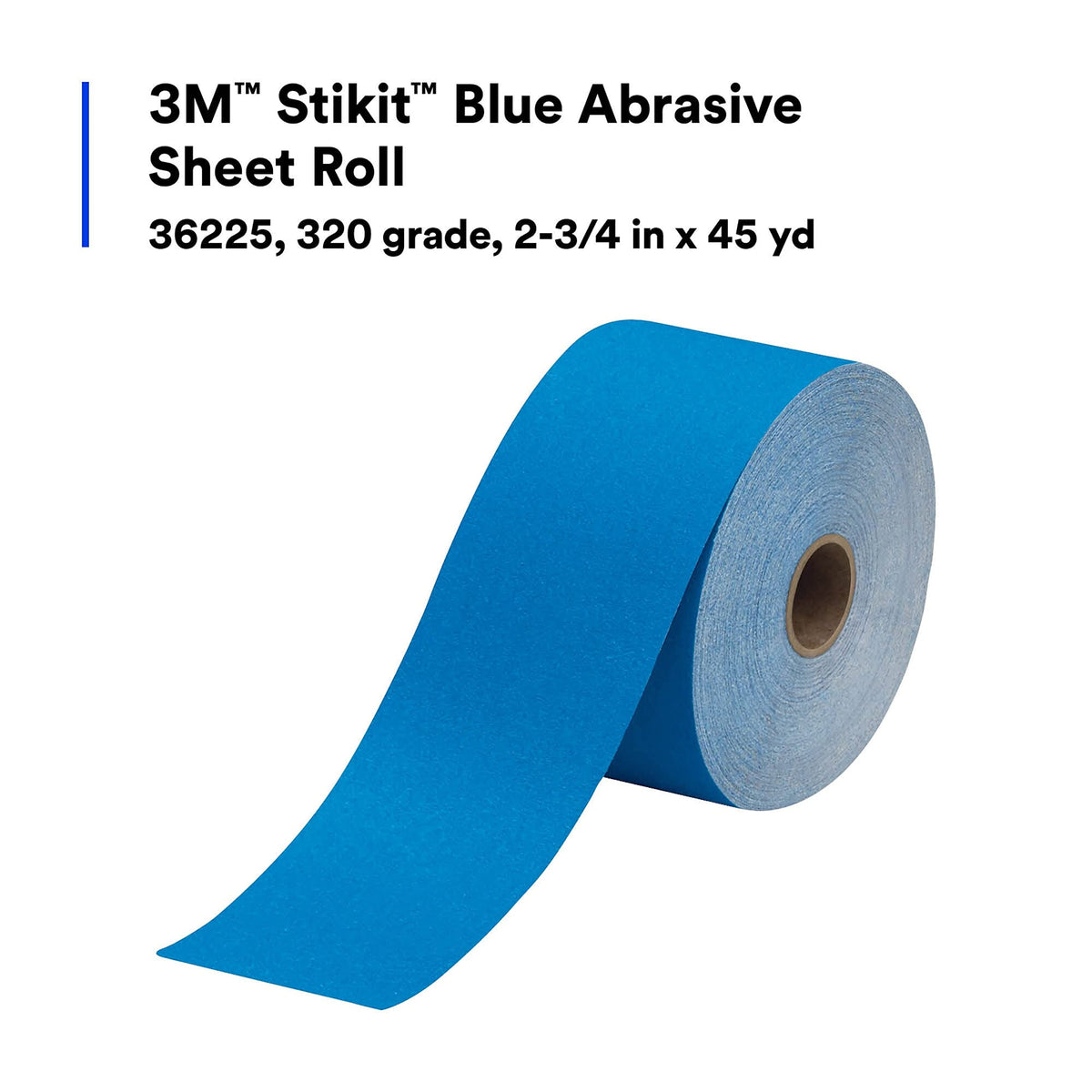 3M 36225 3M Stikit Blue Abrasive Sheet Roll, 36225, 320+ Grade, 2-3/4 in x 45 yd