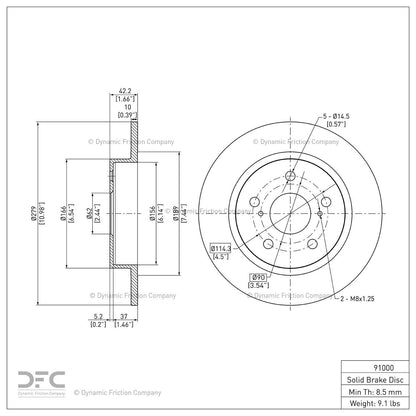 Dynamic Friction 604-91000 Rear Brake Rotor