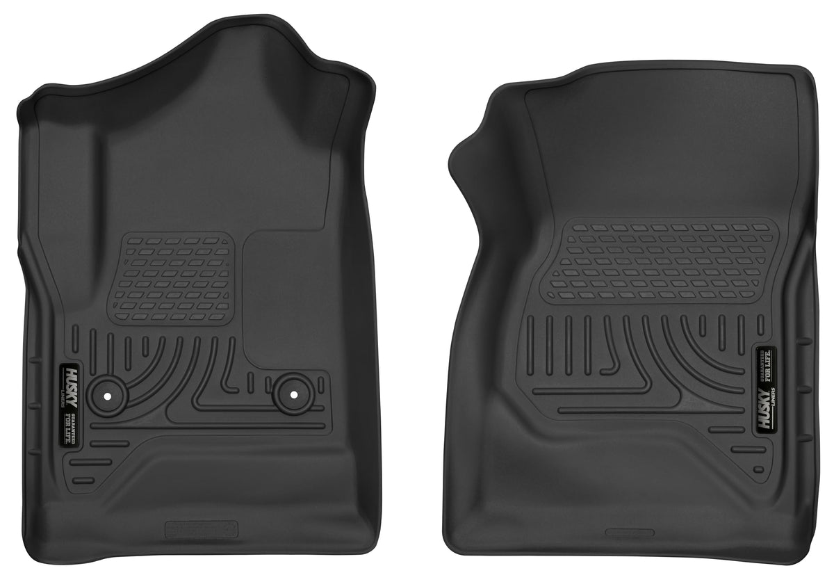 Husky Liners 52741 Husky Liners X-act Contour Floor Mats – Fits 2014-2018 Chevrolet Silverado & GMC Sierra 1500; 2015-2019 Silverado/Sierra 2500/3500 Regular CAB ONLY – Front Row, 2-pc Black - 52741