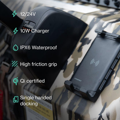 SCANSTRUT SC-CW-04G SCANSTRUT Active 15W Waterproof Wireless Charger Mount, IPX6 Rated, 12/24V Qi Fast Charging Phone Holder for Boats, RVs & ATVs, One-Hand Docking, Secure Grip, Universal Compatibility
