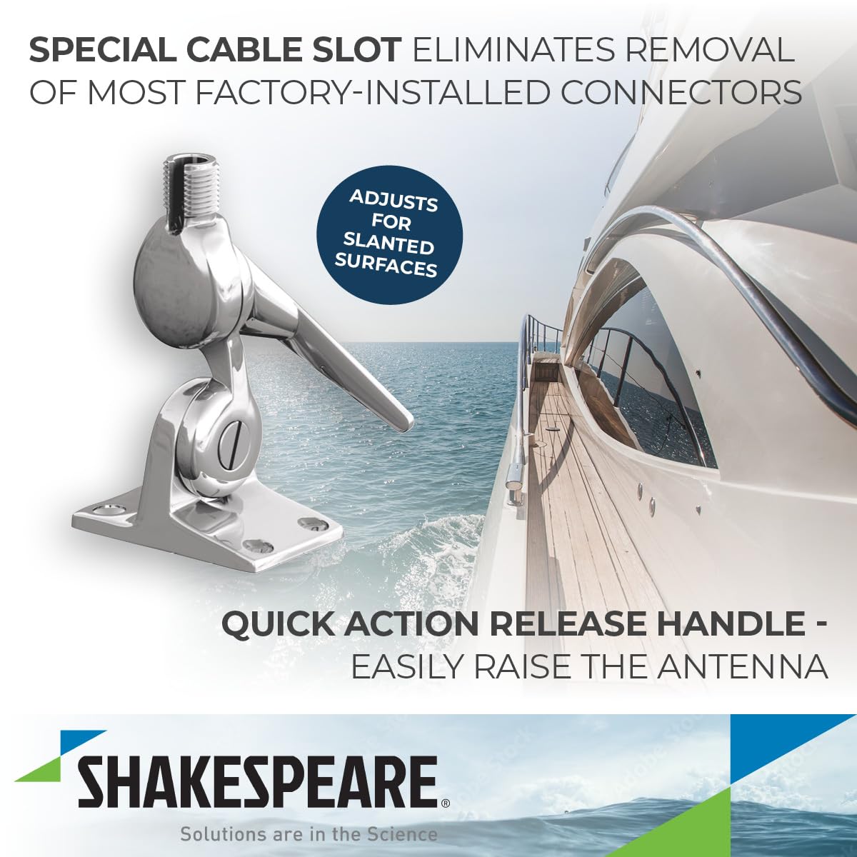 SHAKESPEARE 5187 Shakespeare 5187 Stainless Steel 4-Way Ratchet Mount Silver ,One Size