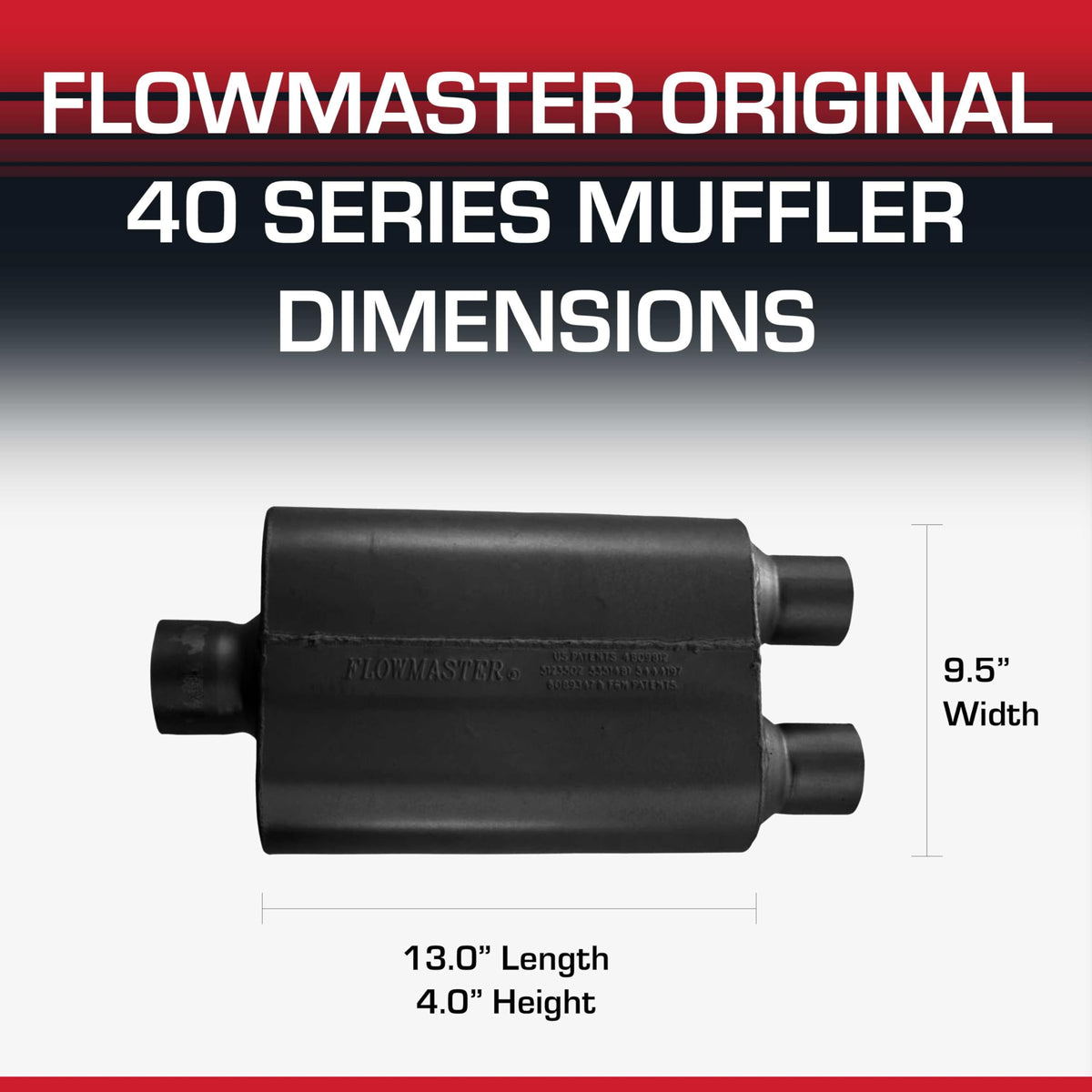 FLOWMASTER 430402 Flowmaster 40 Series Chambered Muffler – 3.00" Center In / 2.50" Dual Out