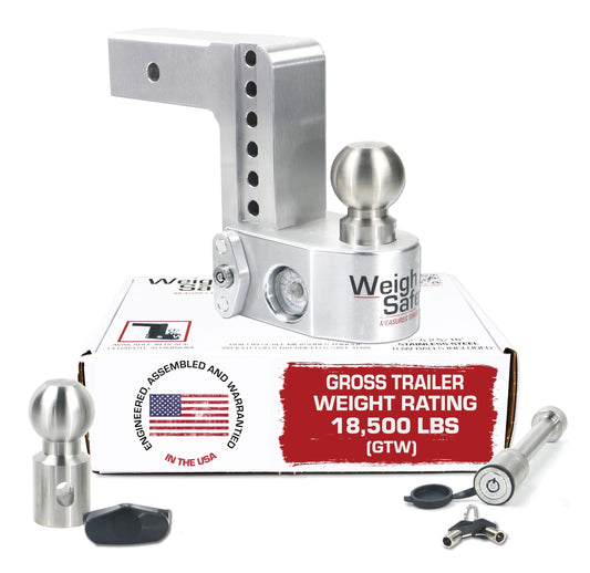WEIGH SAFE WS6-2.5-KA Weigh Safe Adjustable Trailer Hitch Ball Mount - 6" Drop Hitch for 2.5" Receiver w/ 2 pc Keyed Alike Lock Set, Premium Aluminum Trailer Tow Hitch w/ Built in Weight Scale for Anti Sway, 18,500 lbs GTW