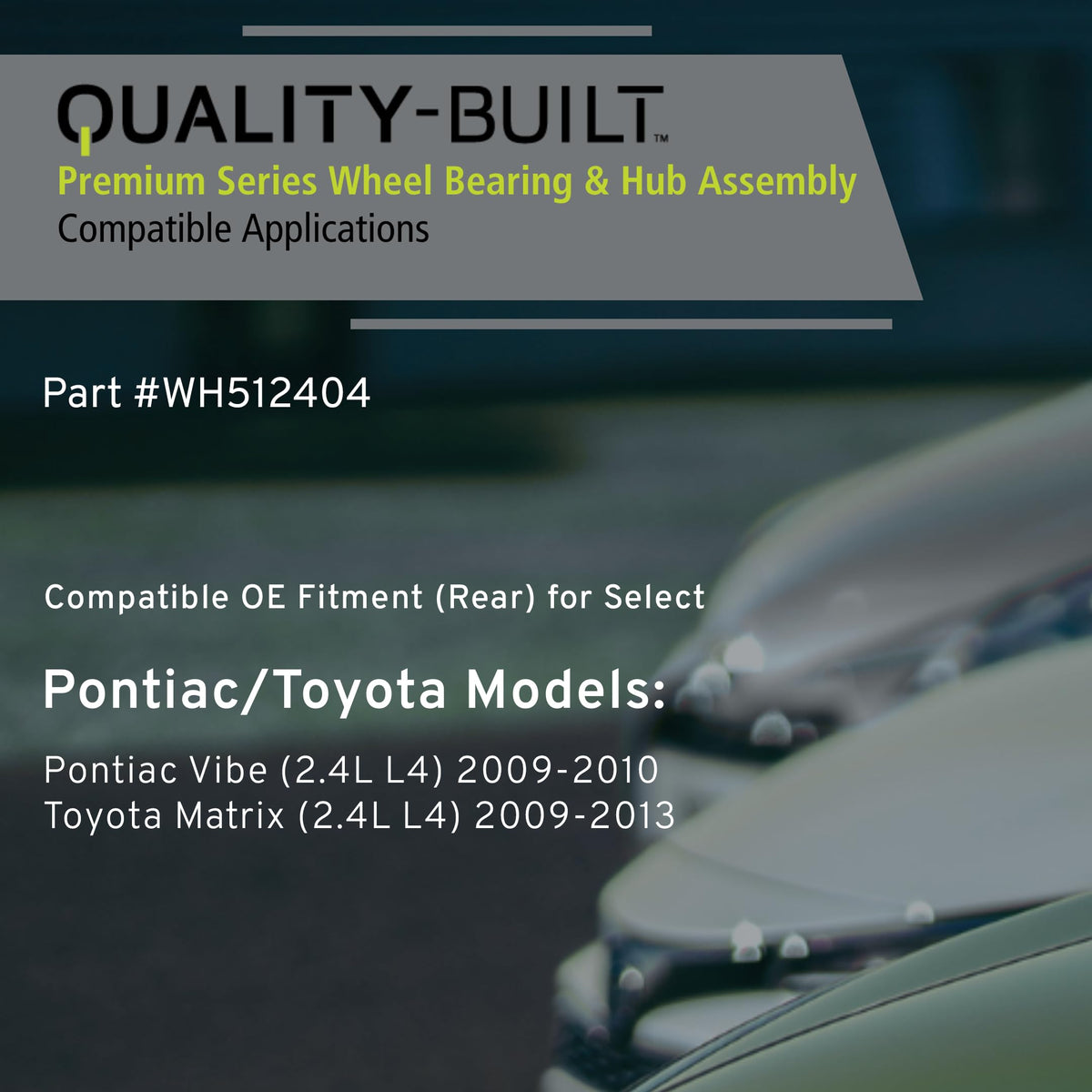 MPA WH512404 Quality-Built Premium Rear Wheel Hub and Bearing Assembly WH512404 - Compatible with 2009-2013 Pontiac/Toyota (Matrix,Vibe)