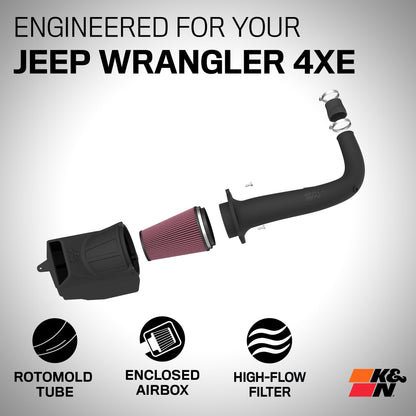 K&N FILTER 63-1597 K&N Cold Air Intake System: High-Flow Air Filter, Increase Performance & Towing: Compatible with 2024 Jeep: Wrangler, 63-1597