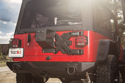 RUGGED RIDGE 11546.62 Rugged Ridge Spartacus Tire Carrier Wheel Mount | Black, Heavy Duty | 11546.62 | Fits 1987-2006 Jeep Wrangler YJ/TJ