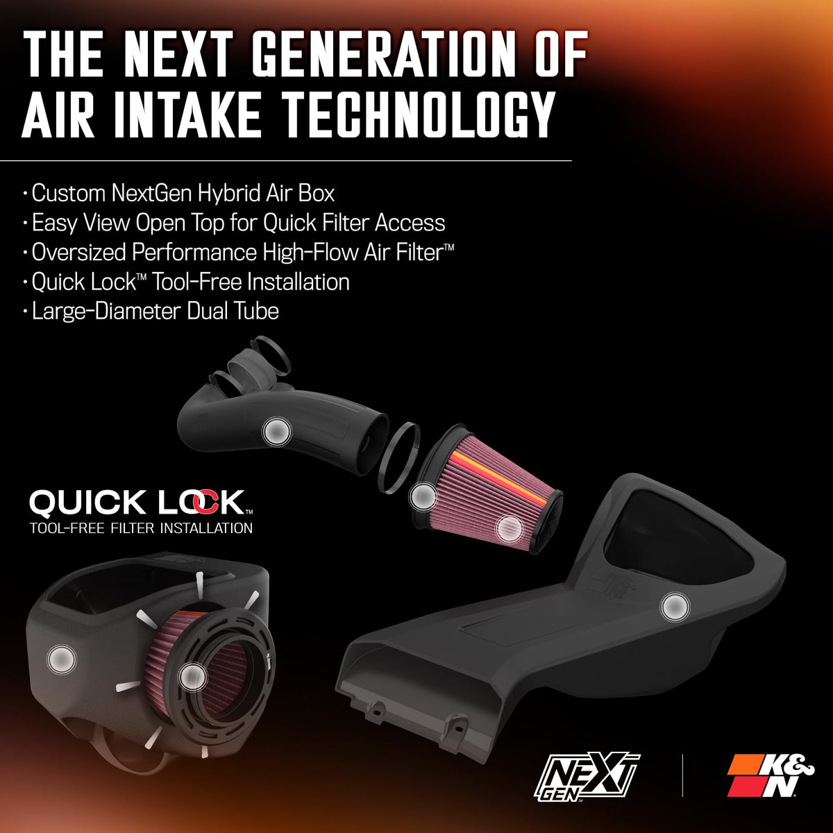K&N FILTER 50-2591 K&N NextGen Cold Air Intake System: High-Flow Cotton Filter: Compatible with 2015-2025 FORD: F150, 50-2591