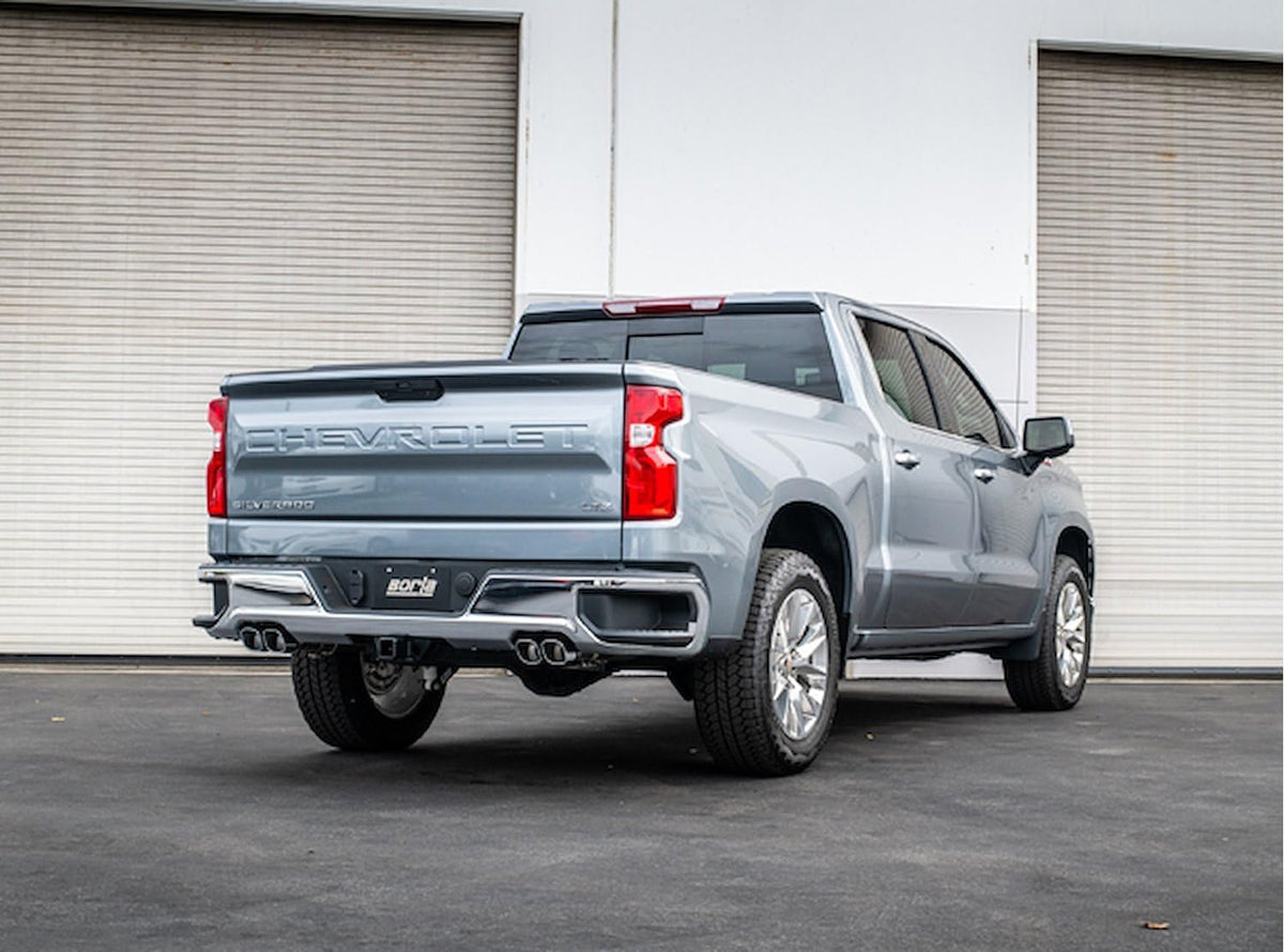 BORLA 140783 BORLA 140783 Cat-Back System for '19-'23 Chev. Silv. 1500/GMC Sierra 1500 (EXC. ZR2 & AT4X) 6.2L AT 2&4WD Ext. Cab (6' 7") Bed/Crew Cab (5' 9") Bed. O.E. Split Rear Adapt. 60706 Crew Cab (6' 7") Bed.