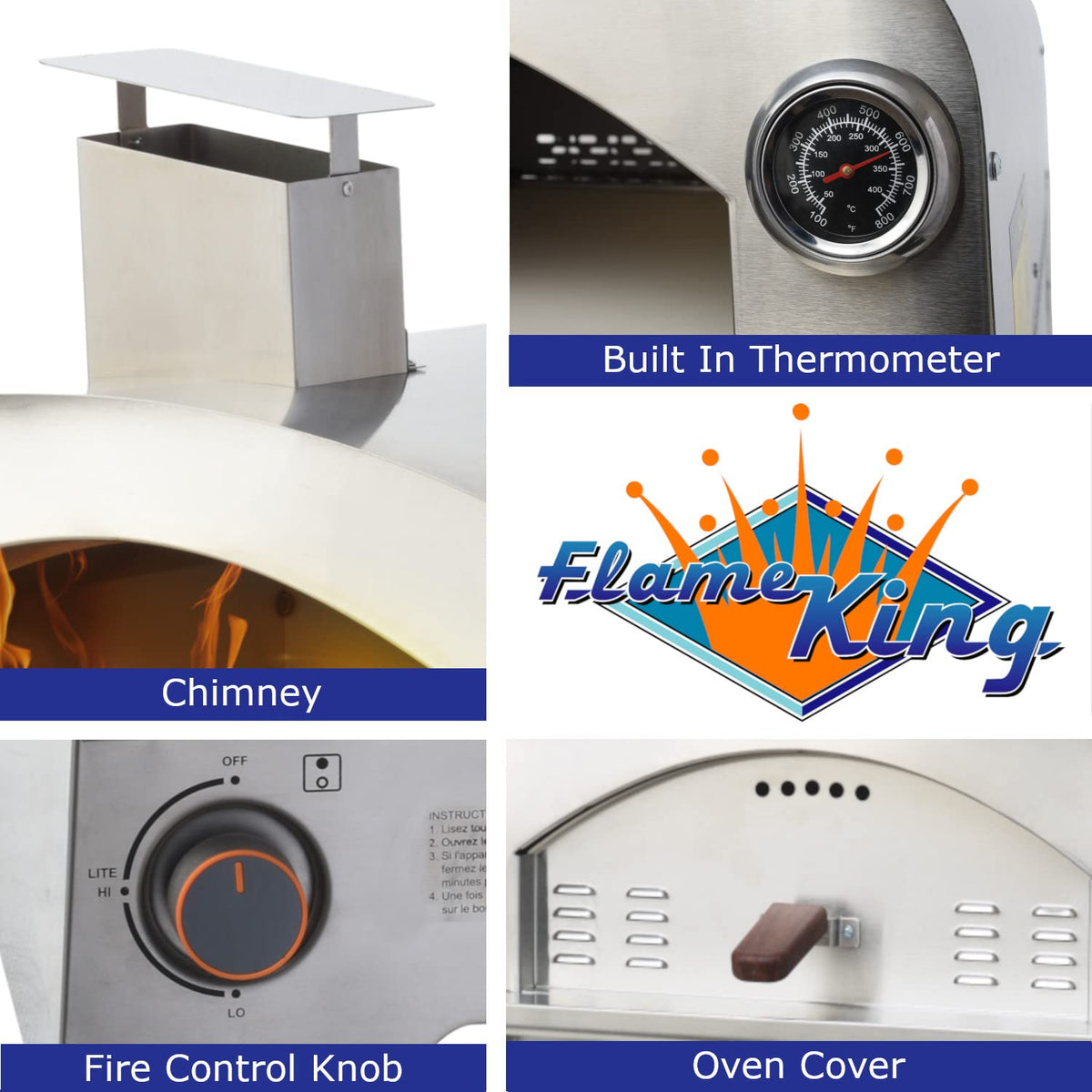 FLAME KING YSN-SSPZG Flame King Propane Gas Pizza & Food Outdoor Oven for Camping, Backyard, Tailgating