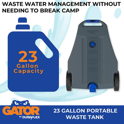 DURAFLEX 21902G Duraflex Portable Waste Holding Tank 21902G, 23 Gallon, 2 Wheel Design, Gray, Blow-Molded Polyethylene