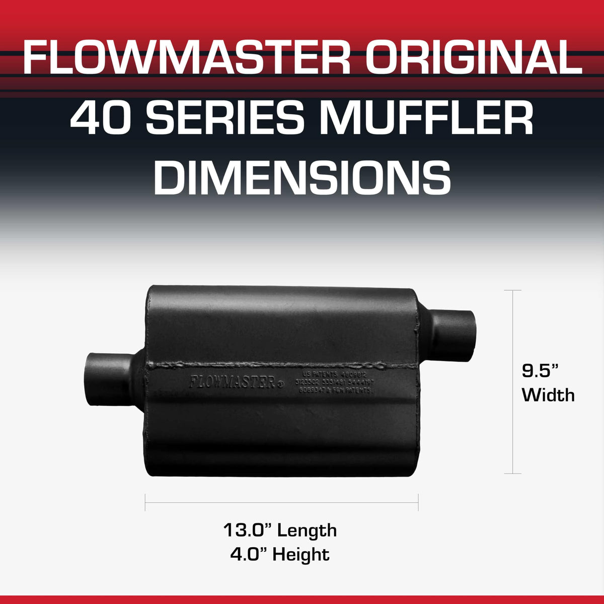 FLOWMASTER 42542 Flowmaster 40 Series Chambered Muffler – 2.50" Center In / 2.50" Offset Out