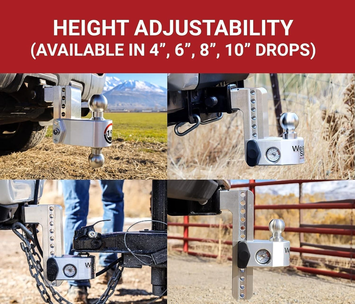 WEIGH SAFE WS6-2.5-KA Weigh Safe Adjustable Trailer Hitch Ball Mount - 6" Drop Hitch for 2.5" Receiver w/ 2 pc Keyed Alike Lock Set, Premium Aluminum Trailer Tow Hitch w/ Built in Weight Scale for Anti Sway, 18,500 lbs GTW