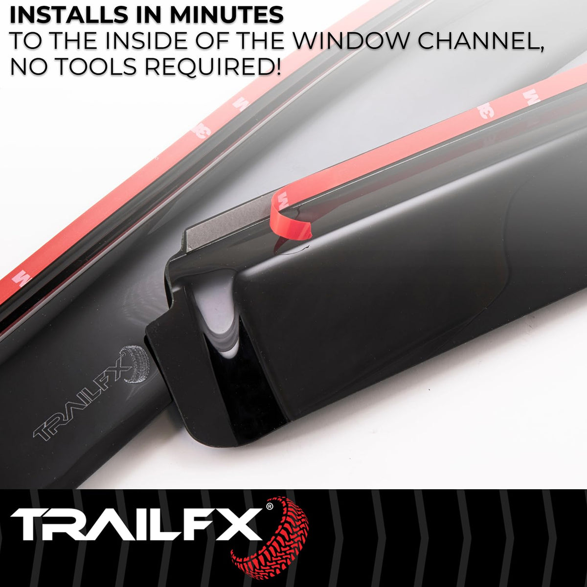 TRAILFX 4888IC TrailFX Acrylic Rainguards Fits 2022-2025 Toyota Tundra Crew Max Low Profile in-Channel Smoke Window Vents Snap-in Installation Set of 4 Rain Guards TrailFX 4888IC