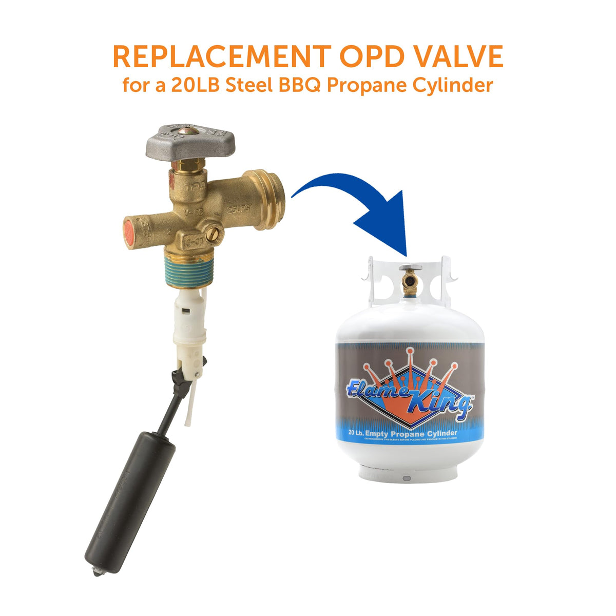 FLAME KING VOPD20 Flame King OPD Propane Tank Service Overfill Protection Valve for Standard 20 LB Pound Grill Cylinder