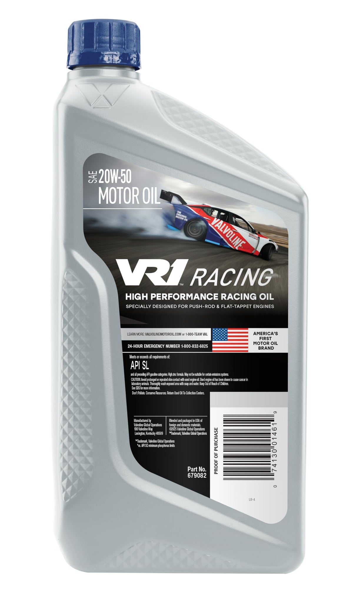 VALVOLINE 679082 Valvoline VR1 Racing Synthetic SAE 20W-50 Motor Oil 1 QT, Case of 6