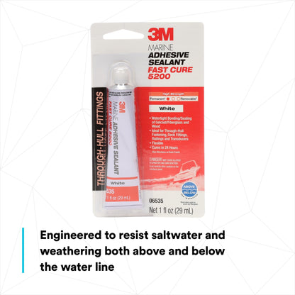 3M 05220 3M Marine Adhesive Sealant Fast Cure 5200 (05220) White, 3 fl oz Tube