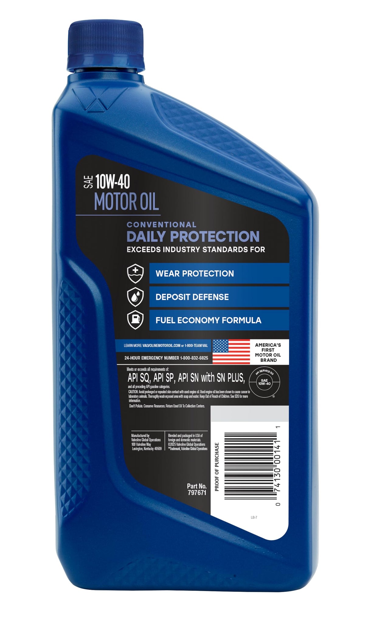 VALVOLINE 797671 Valvoline Daily Protection SAE 10W-40 Conventional Motor Oil 1 QT