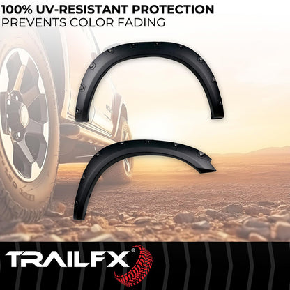 TRAILFX TFD3002T TrailFX Fender Flares for Ram 1500 2011-2018 Pocket Style Black Textured Paintable Polypropylene Set of 4 with Stainless and Black Steel Rivets TrailFX TFD3002T