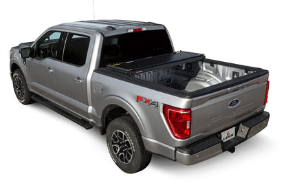 LEER 631288 LEER HF350M Tri-Folding Truck Bed Tonneau Cover, Fits Toyota Tacoma with Deck Rail System, Years 2016-2023, 6'2" Truck Bed, Black