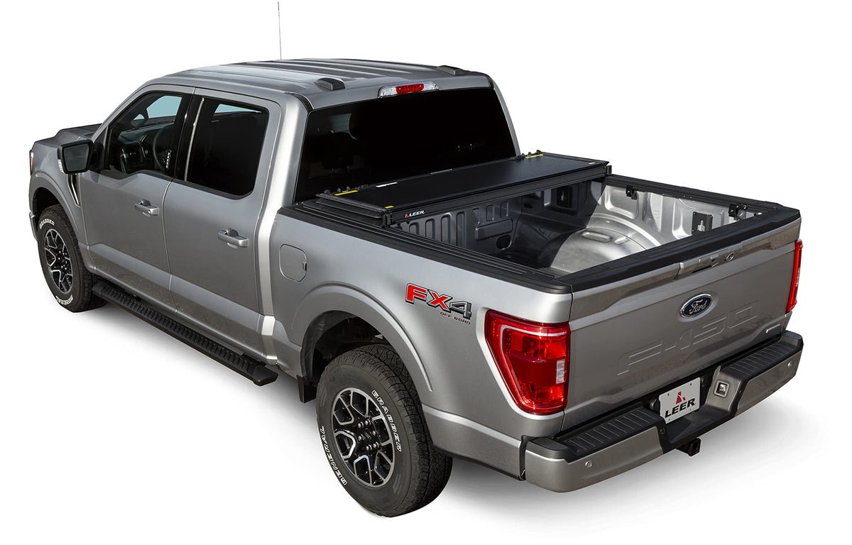 LEER 631404 LEER HF350M Tri-Folding Truck Bed Tonneau Cover, Fits Ford F-150 Super Crew/Super Cab, Years 2004-2026, 5'6" Truck Bed, Black
