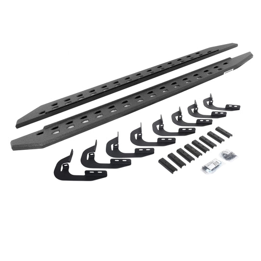 GO RHINO 69404880ST Go Rhino RB20 Slim Running Boards & Brackets | Galvanized Steel, Protective Bedliner Coating | 69404880ST | Fits 2019-2025 Chevrolet Silverado & GMC Sierra Double Cab (See Description)