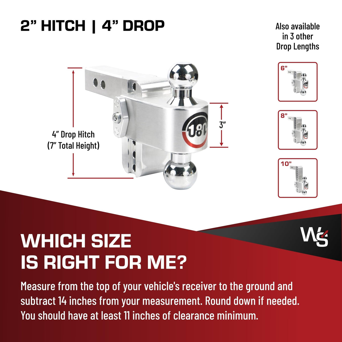 WEIGH SAFE CTB4-2-KA Weigh Safe Trailer Hitch Ball Mount, 4" Drop, 2" Receiver, Chrome Balls