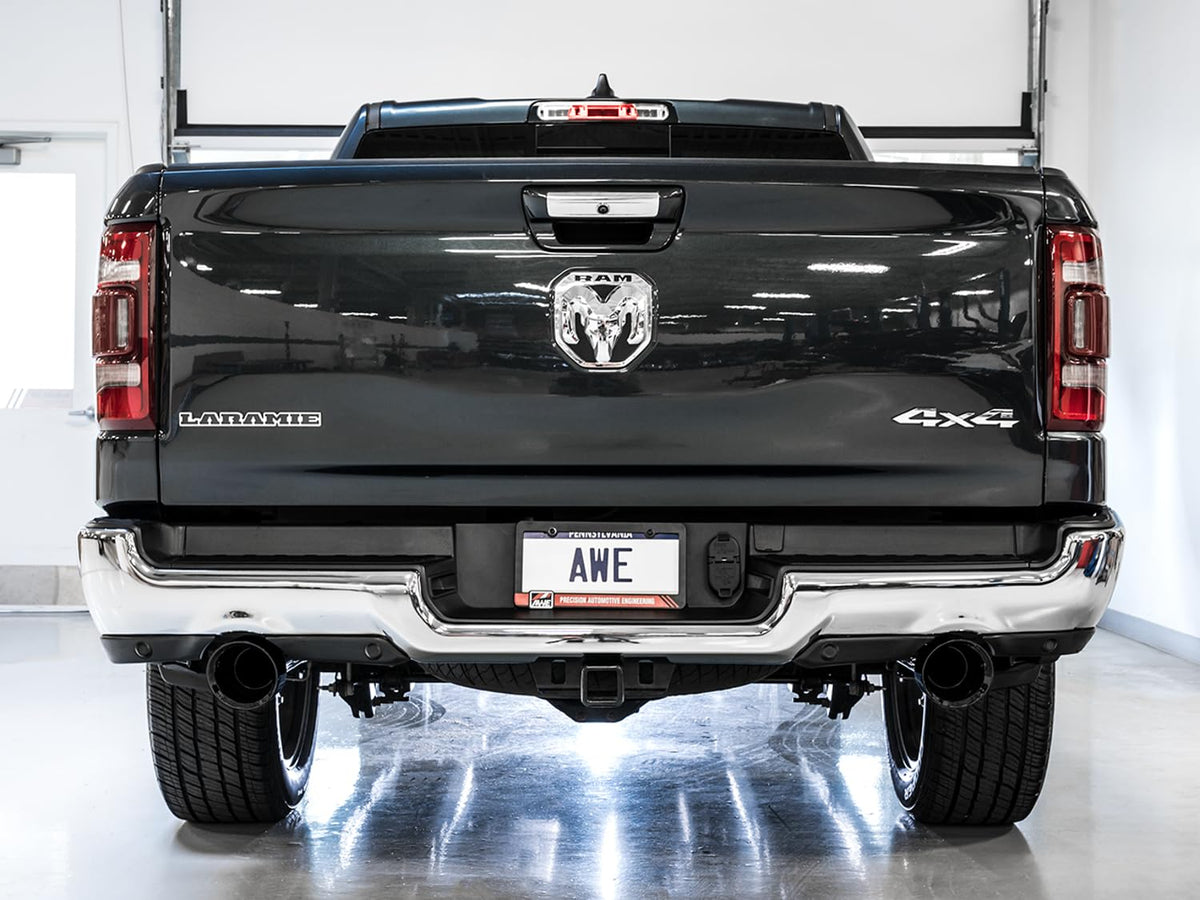 AWE Tuning 3015-33006 AWE Tuning 19-21 RAM 1500 5.7L (w/Cutouts) 0FG Dual Rear Exit Cat-Back Exhaust - Diamond Black Tips - 3015-33006