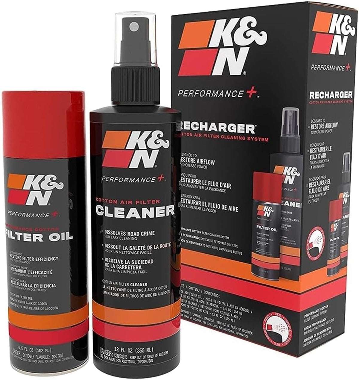 K&N FILTER 99-5000 K&N Air Filter Cleaning Kit: Aerosol Filter Cleaner and Oil Kit; Restores Engine Air Filter Performance; Service Kit-99-5000, Multi
