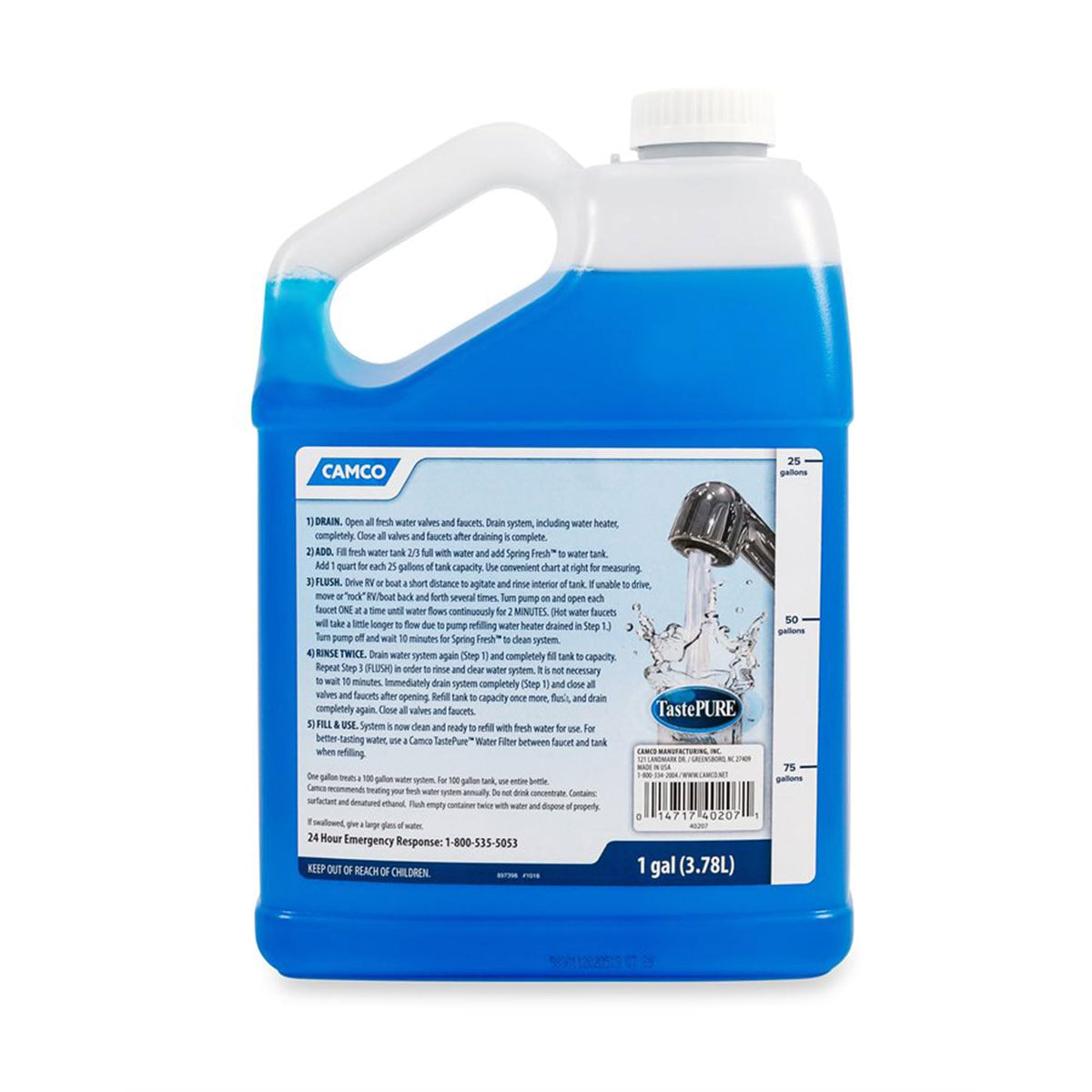 CAMCO 40207 Camco TastePURE Spring Fresh Water System Cleaner - 1 Gallon - Made in USA
