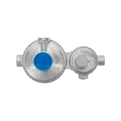 CAMCO 59323 Camco Horizontal Two Stage Propane Regulator - Compatible with 20 lb or 30 lb Propane Tanks with ACME Threads - 1/4-inch Female NPT inlet and 3/8-inch Female NPT outlet (59323)