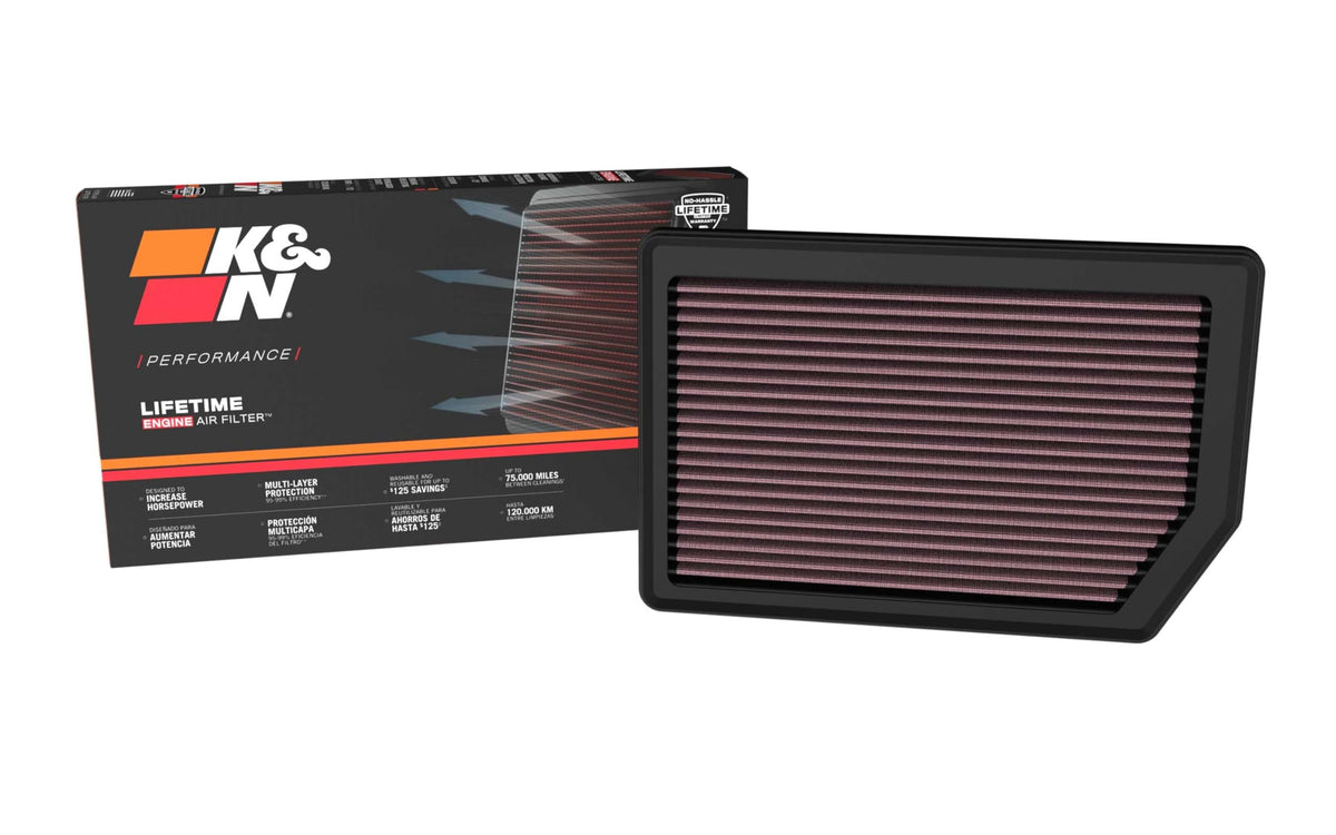 K&N FILTER 33-5147 High-Flow Lifetime Engine Air Filter: Increase Power: Premium, Washable