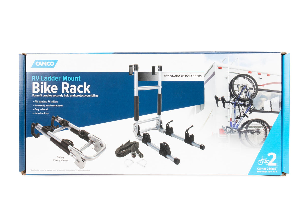 CAMCO 51492 Camco RV Camper Ladder Mount Folding Bike Rack, Heavy-Duty Steel, 51492