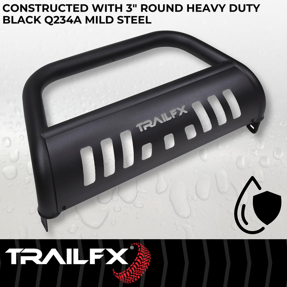 TRAILFX B0045T TrailFX Bull Bar Fits 2024-2025 Toyota Tacoma 3-Inch Diameter Titanium Black Powder Coated Steel with Skid Plate Optional Lighting Mounts Bolt On Installation TrailFX B0045T