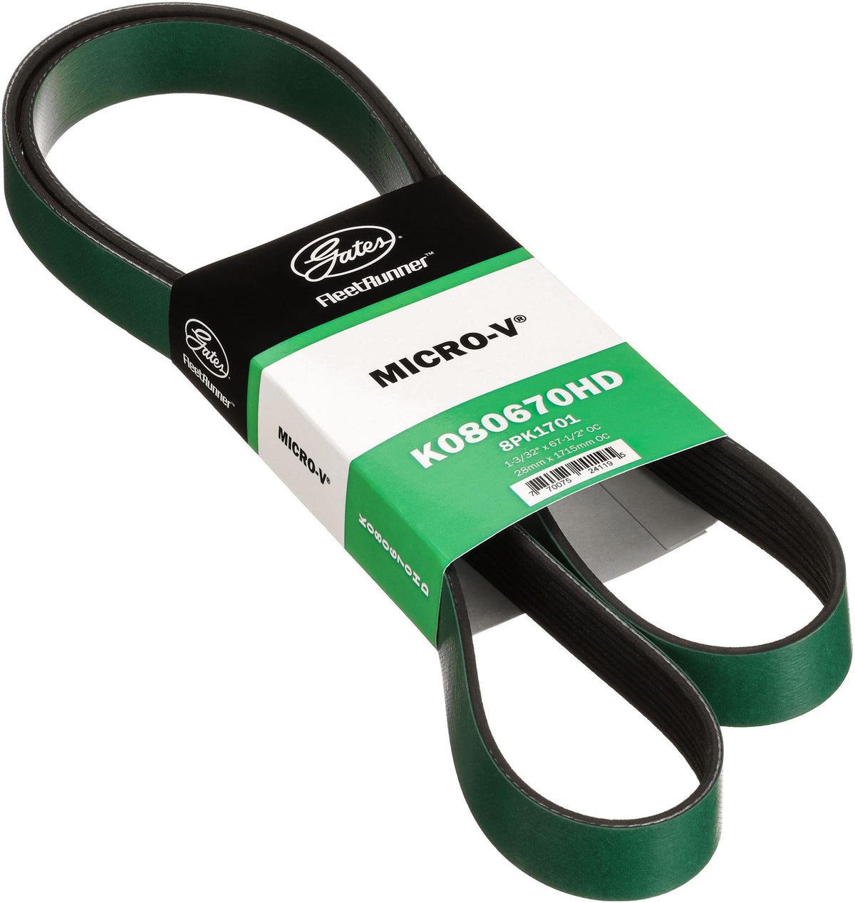Gates K080670HD FleetRunner Micro-V Serpentine Drive Belt