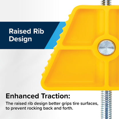 CAMCO 44652 Camco Small RV Wheel Stop - Features a Lightweight Heavy-Duty Design with a Rubber Handle, Prevents Shifting of Trailer Tandem Tires While Parked or Re-Hitching, and Fits 26” to 30” Tires (44652)