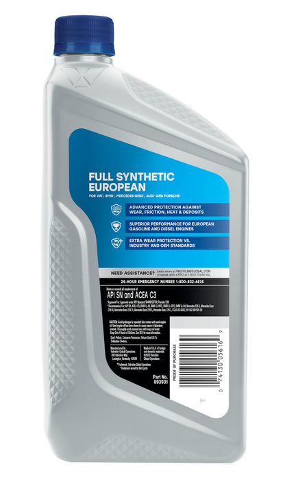 VALVOLINE 893931 Valvoline European Vehicle Full Synthetic SAE 0W-30 Motor Oil 1 QT