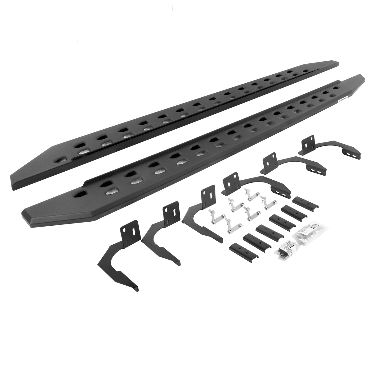 GO RHINO 69410687SPC Go Rhino RB20 Slim Running Boards & Brackets | Galvanized Steel, Textured Black | 69410687SPC | Fits 2009-2014 RAM 1500 Crew Cab Pickup; 2010-2024 Ram 2500, 3500 Crew Cab Pickup