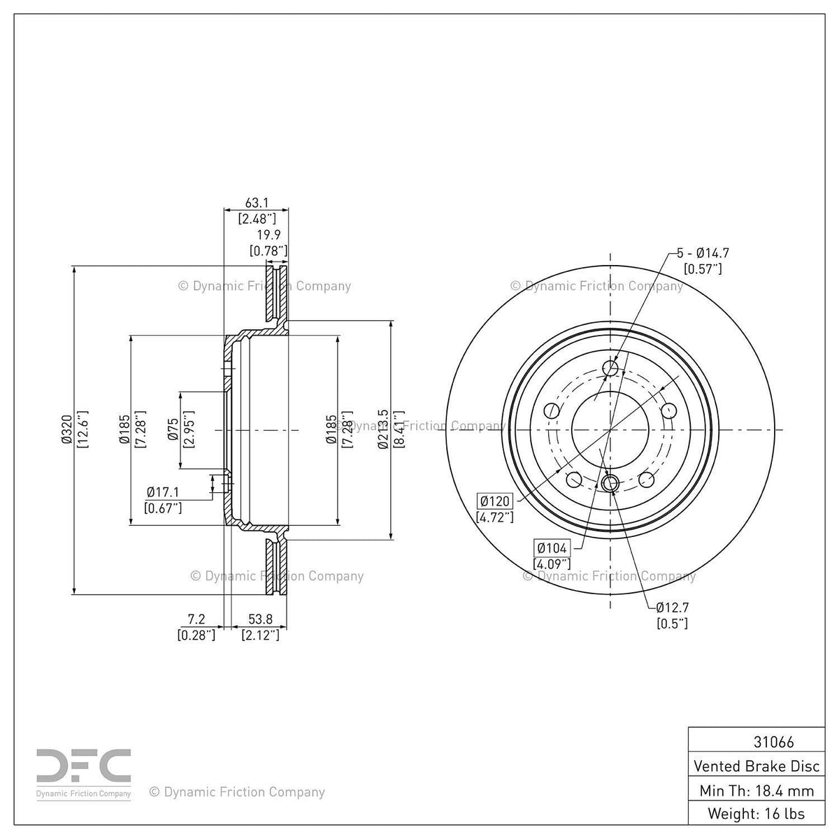 Dynamic Friction 600-31066 Rear Brake Rotor