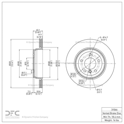 Dynamic Friction 604-31066 Rear Brake Rotor