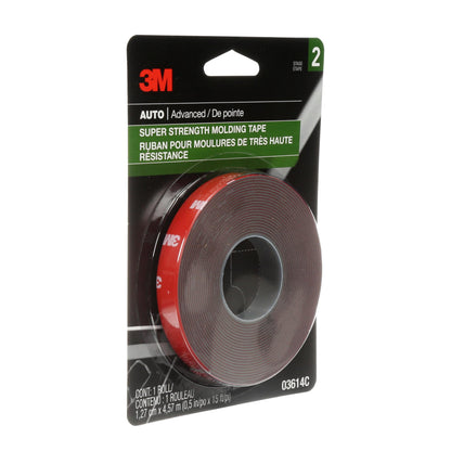3M 03614 3M Super-Strength Molding Tape, 1/2 in x 15 ft, High Double-Sided Adhesive, Permanently Attaches Side Moldings, Trim and Emblems to Interior and Exterior of Vehicles (03614)