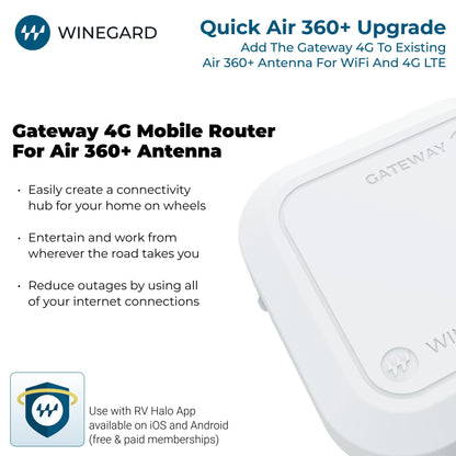 WINEGARD GW-1000 Winegard Gateway 4G - GW-1000 WiFi and LTE Router - Air 360+ Compatible - RV Mobile Router Upgrade