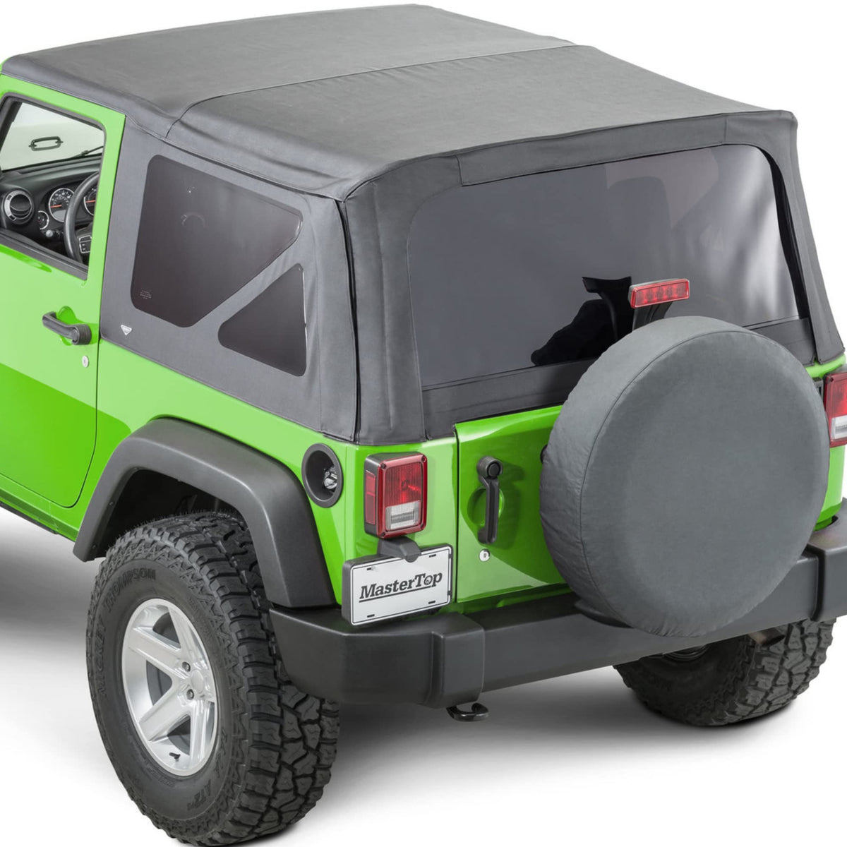 MASTERTOP 15101835 MasterTop Premium Replacement Fabric Only Soft Top - Fits Jeep Wrangler JK 2-Door 2013-2018 - Zip Up Removable Windows - DOT Approved 31% Window Tint - Upgraded Cable Style Design, Black Diamond